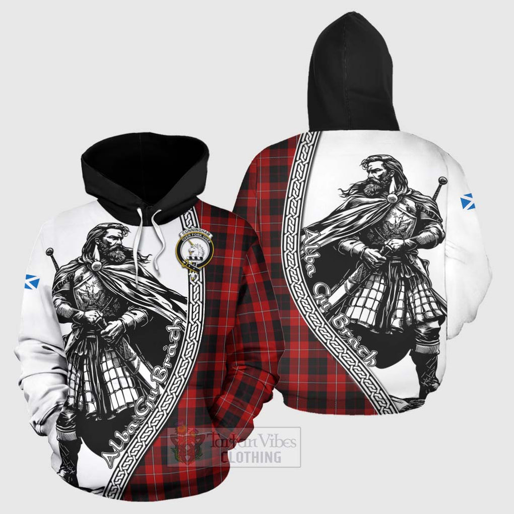 Tartan Vibes Clothing Cunningham Tartan Clan Crest Hoodie with Highlander Warrior Celtic Style