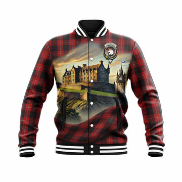 Cunningham Tartan Family Crest Baseball Jacket with Scottish Ancient Castle Style Unisex - Tartan Vibes Clothing