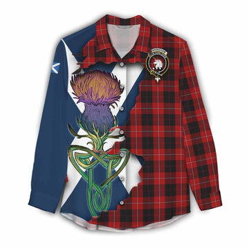 Cunningham Tartan Family Crest Women's Casual Shirt Scottish Thistle Celtic Inspired Female - Tartan Vibes Clothing