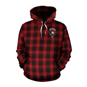 Cunningham Tartan Cotton Hoodie with Family Crest Celtic Skull Style