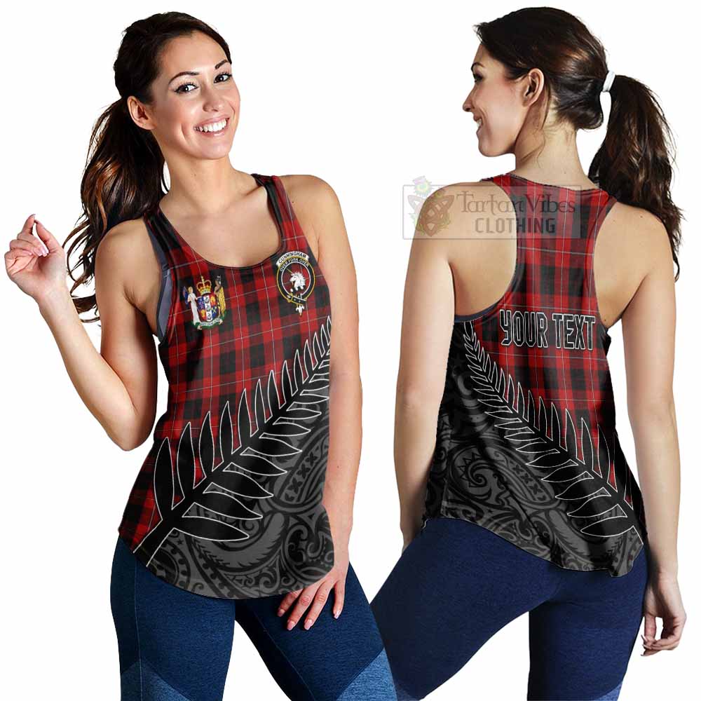 Tartan Vibes Clothing Cunningham Crest Tartan Women's Racerback Tanks with New Zealand Silver Fern Half Style