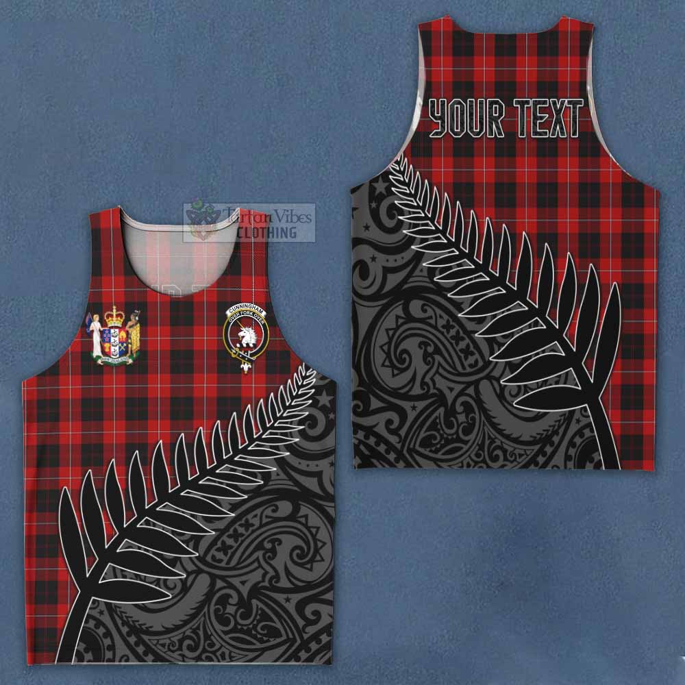 Tartan Vibes Clothing Cunningham Crest Tartan Men's Tank Top with New Zealand Silver Fern Half Style