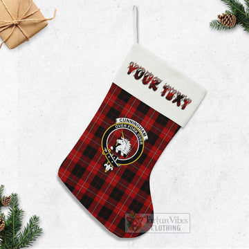 Cunningham Tartan Family Crest Christmas Stocking with Personalized Text