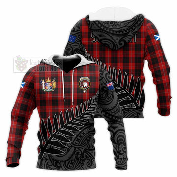 Cunningham Crest Tartan Knitted Hoodie with New Zealand Silver Fern Half Style