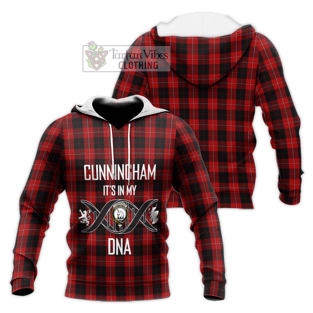 Tartan Vibes Clothing Cunningham Tartan Knitted Hoodie with Family Crest DNA In Me Style