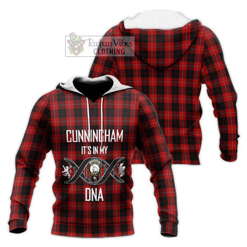 Cunningham Tartan Knitted Hoodie with Family Crest DNA In Me Style