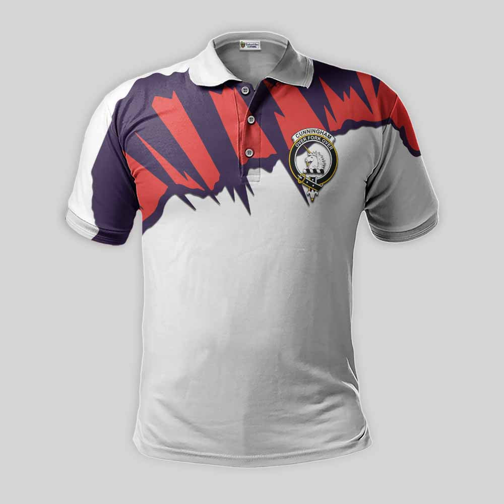 Cunningham Clan Crest Polo Shirt with Retro Sport Style Kid - 2D-tartanvibesclothing