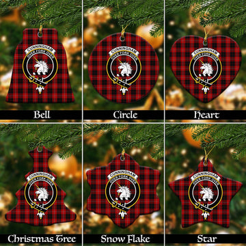 Cunningham Tartan Christmas Ceramic Ornaments with Family Crest