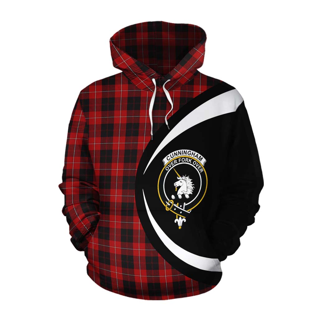 Tartan Vibes Clothing Cunningham Tartan Cotton Hoodie with Family Crest Circle Style