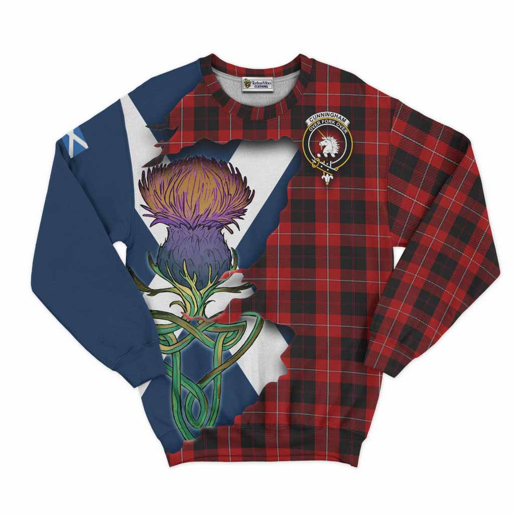 Cunningham Tartan Family Crest Sweatshirt Scottish Thistle Celtic Inspired Unisex - Tartan Vibes Clothing