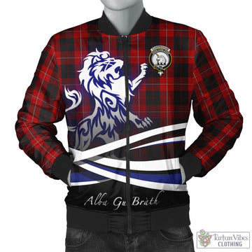 Cunningham Tartan Bomber Jacket with Alba Gu Brath Regal Lion Emblem