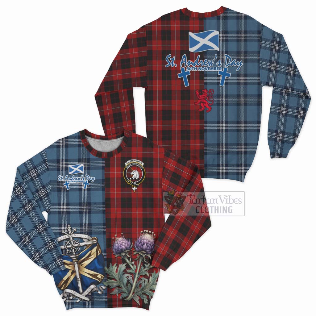 Tartan Vibes Clothing Cunningham Tartan Sweatshirt Happy St. Andrew's Day Half Tartan Style