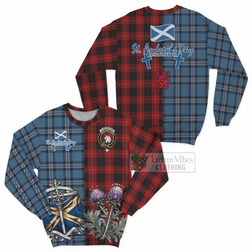 Cunningham Tartan Sweatshirt Happy St. Andrew's Day Half Tartan Style