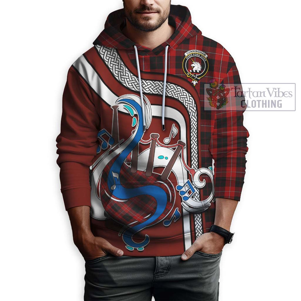 Cunningham Tartan Hoodie with Epic Bagpipe Style Zip Hoodie - Tartanvibesclothing Shop