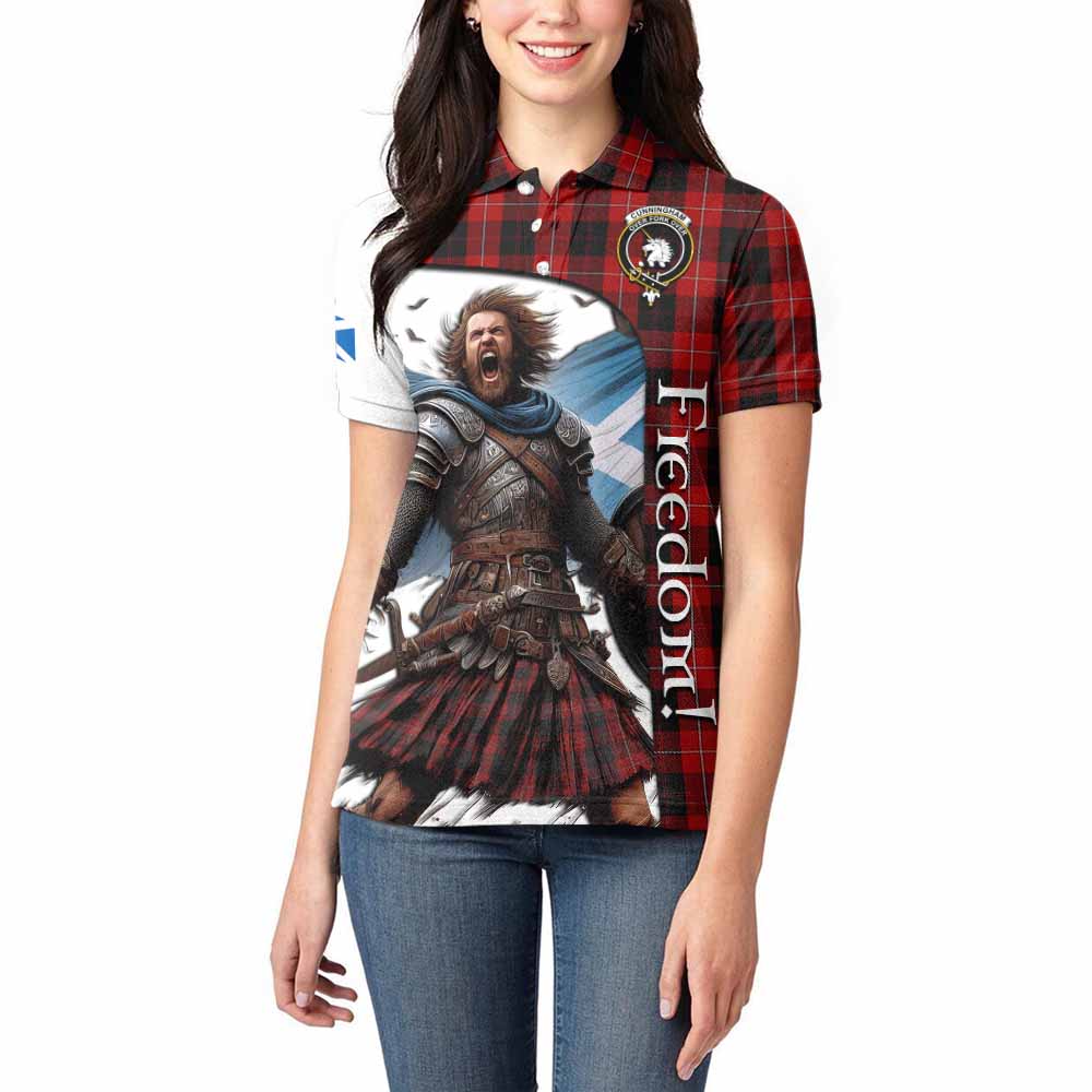 Tartan Vibes Clothing Cunningham Crest Tartan Women's Polo Shirt Inspired by the Freedom of Scottish Warrior