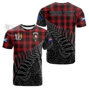 Cunningham Crest Tartan Cotton T-shirt with New Zealand Silver Fern Half Style