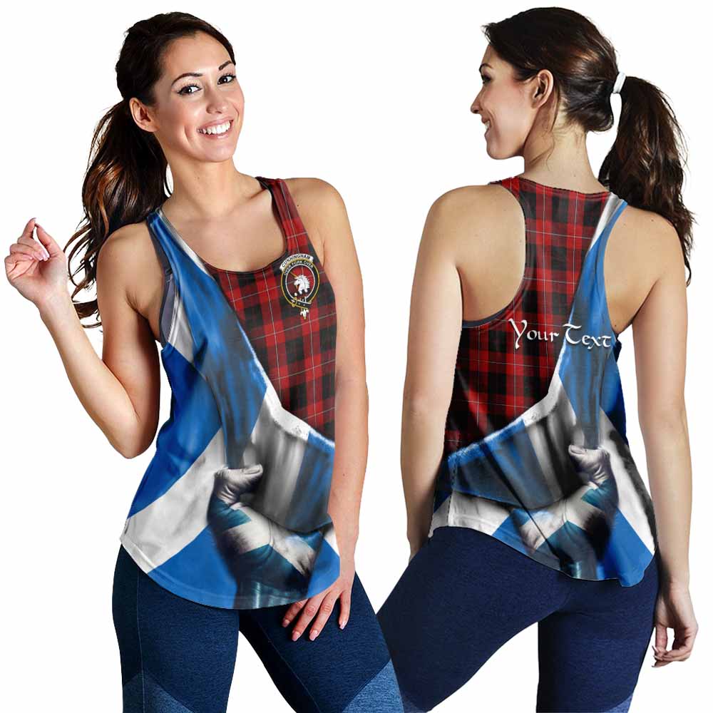 Tartan Vibes Clothing Cunningham Tartan Women's Racerback Tanks with Family Crest Scotland Patriotic Style