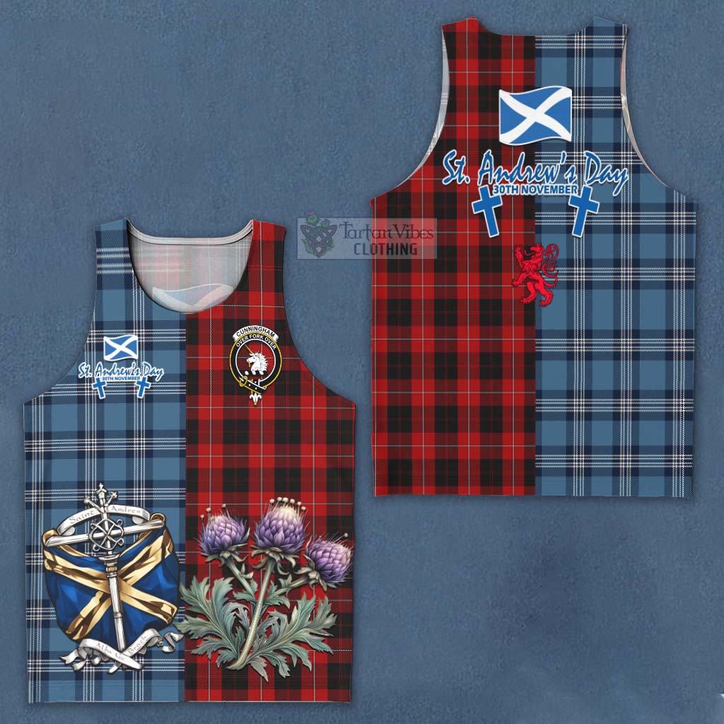 Tartan Vibes Clothing Cunningham Tartan Men's Tank Top Happy St. Andrew's Day Half Tartan Style