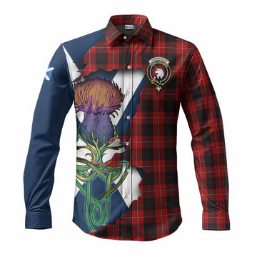 Cunningham Tartan Family Crest Long Sleeve Button Shirt Scottish Thistle Celtic Inspired Men's Shirt S - Tartan Vibes Clothing