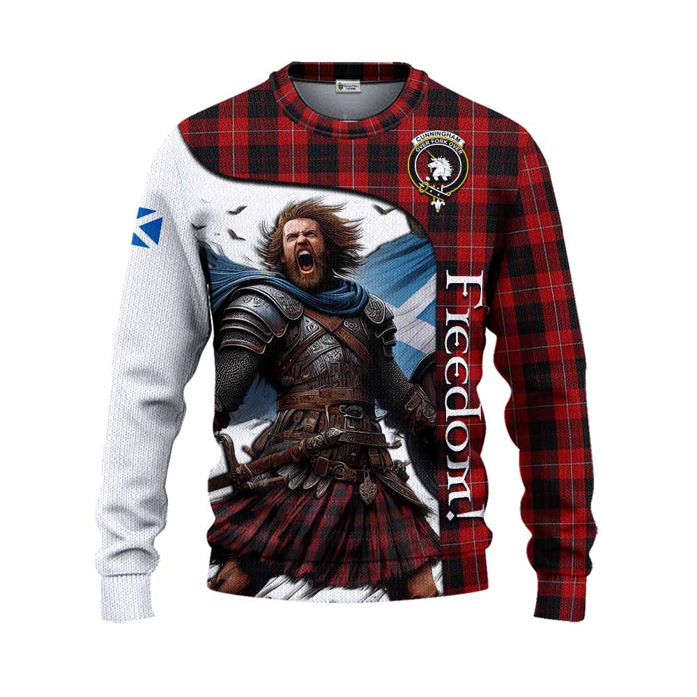 Tartan Vibes Clothing Cunningham Crest Tartan Knitted Sweater Inspired by the Freedom of Scottish Warrior