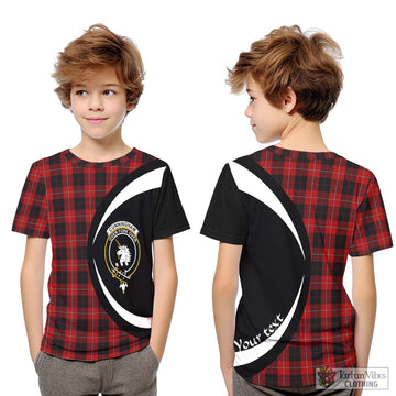 Cunningham Tartan Kid T-Shirt with Family Crest Circle Style