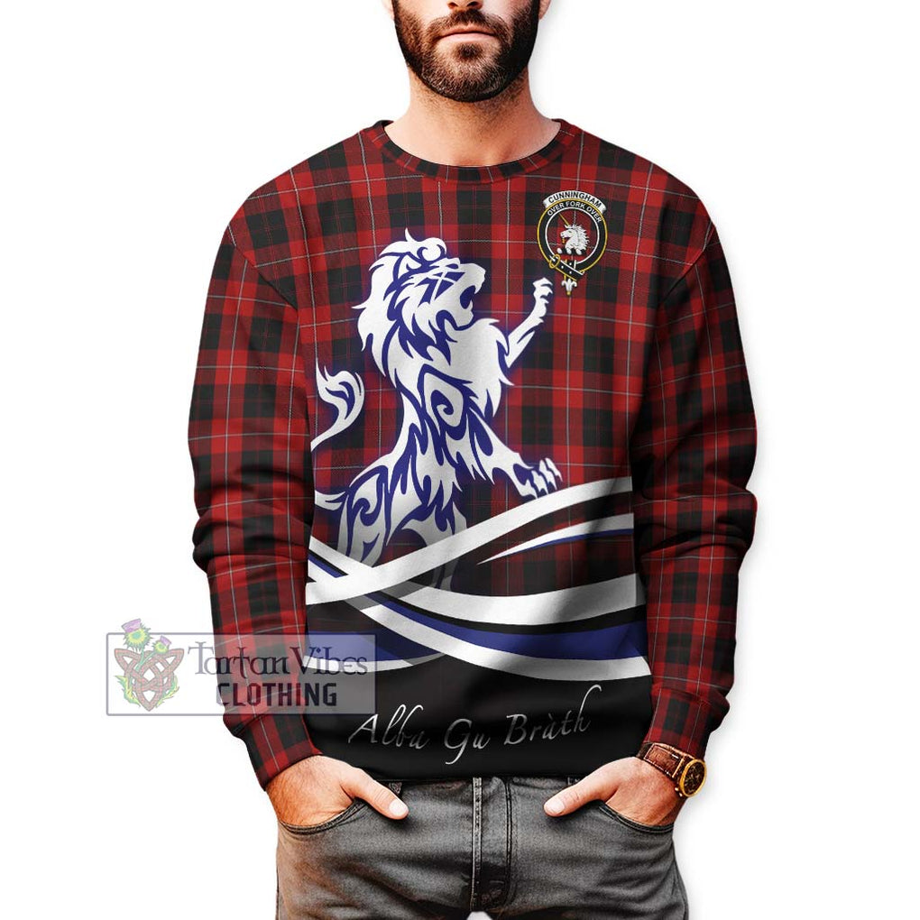 Cunningham Tartan Sweatshirt with Alba Gu Brath Regal Lion Emblem Unisex - Tartanvibesclothing Shop