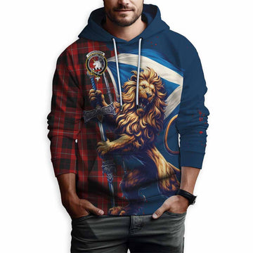 Cunningham Tartan Family Crest Hoodie with Scottish Majestic Lion