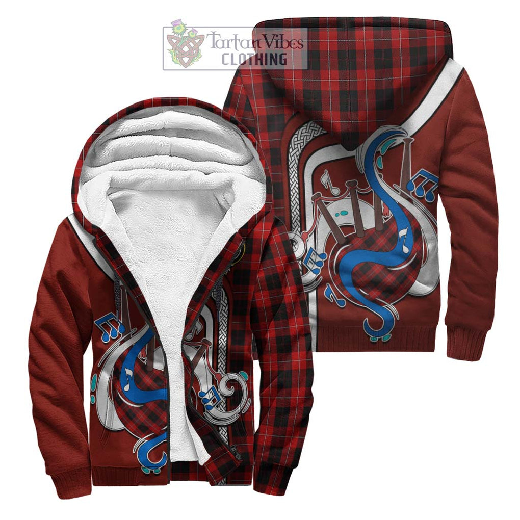 Cunningham Tartan Sherpa Hoodie with Epic Bagpipe Style Unisex S - Tartanvibesclothing Shop