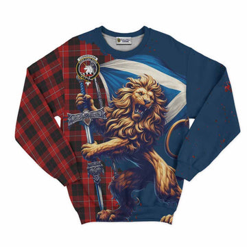 Cunningham Tartan Family Crest Sweatshirt with Scottish Majestic Lion