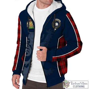 Cunningham Tartan Sherpa Hoodie with Family Crest and Lion Rampant Vibes Sport Style