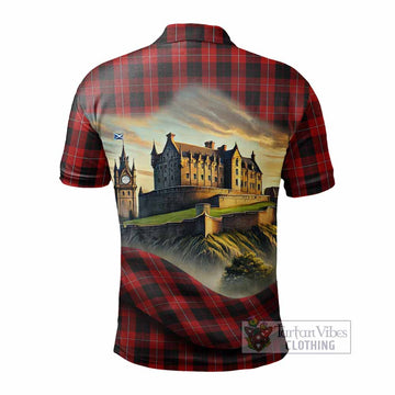 Cunningham Tartan Family Crest Polo Shirt with Scottish Ancient Castle Style - Tartan Vibes Clothing