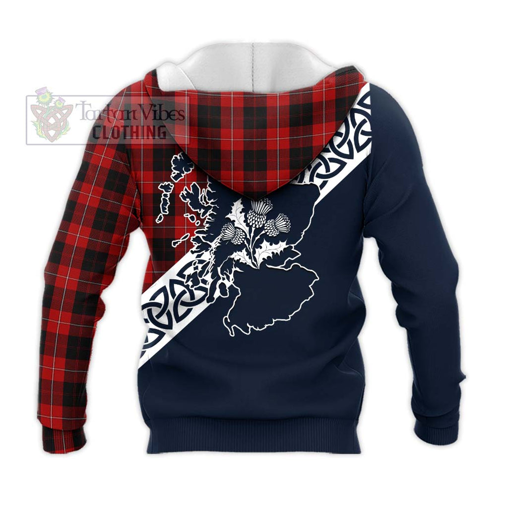 Tartan Vibes Clothing Cunningham Tartan Knitted Hoodie Featuring Thistle and Scotland Map