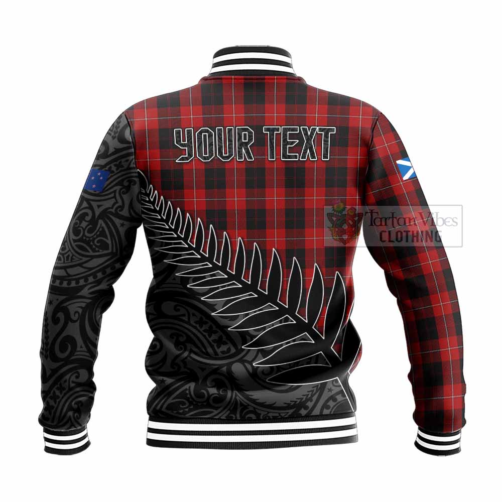 Tartan Vibes Clothing Cunningham Crest Tartan Baseball Jacket with New Zealand Silver Fern Half Style