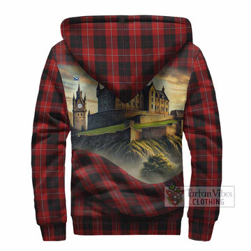 Cunningham Tartan Family Crest Sherpa Hoodie with Scottish Ancient Castle Style - Tartan Vibes Clothing