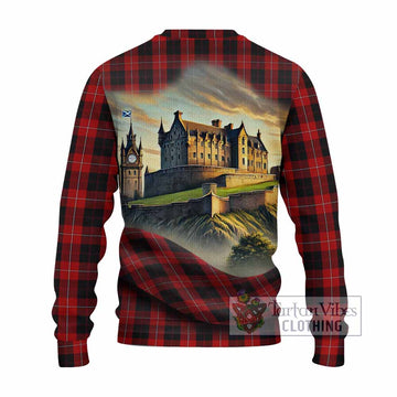 Cunningham Tartan Family Crest Knitted Sweater with Scottish Ancient Castle Style - Tartan Vibes Clothing