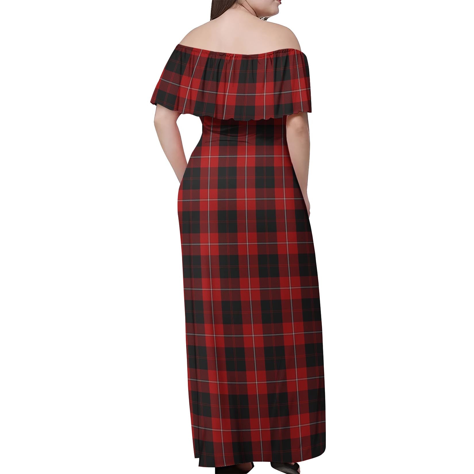 Cunningham Tartan Off Shoulder Long Dress - Tartanvibesclothing