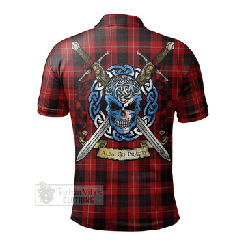 Cunningham Tartan Polo Shirt with Family Crest Celtic Skull Style