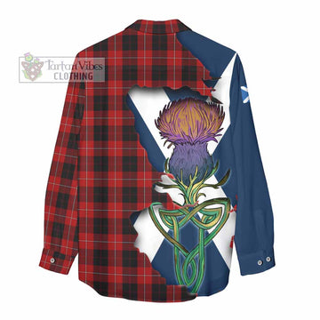 Cunningham Tartan Family Crest Women's Casual Shirt Scottish Thistle Celtic Inspired - Tartan Vibes Clothing