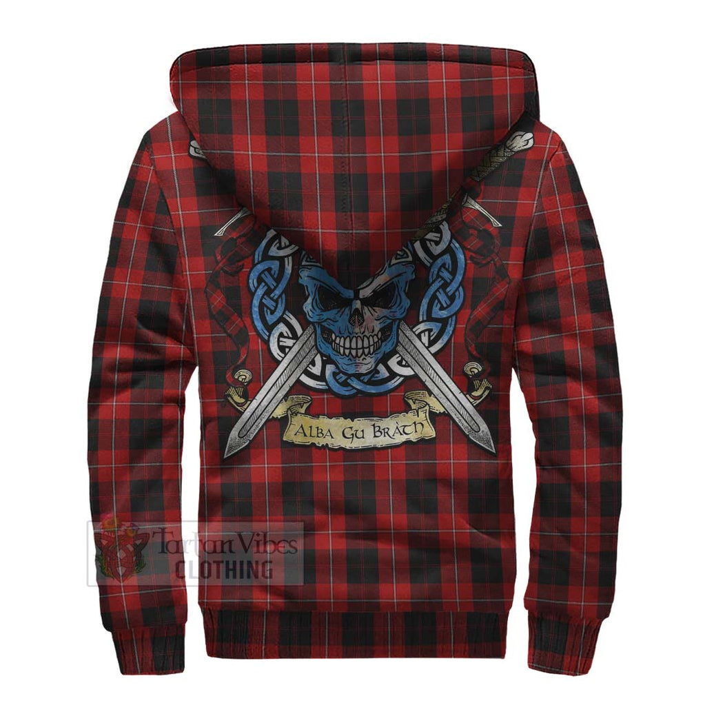 Tartan Vibes Clothing Cunningham Tartan Sherpa Hoodie with Family Crest Celtic Skull Style