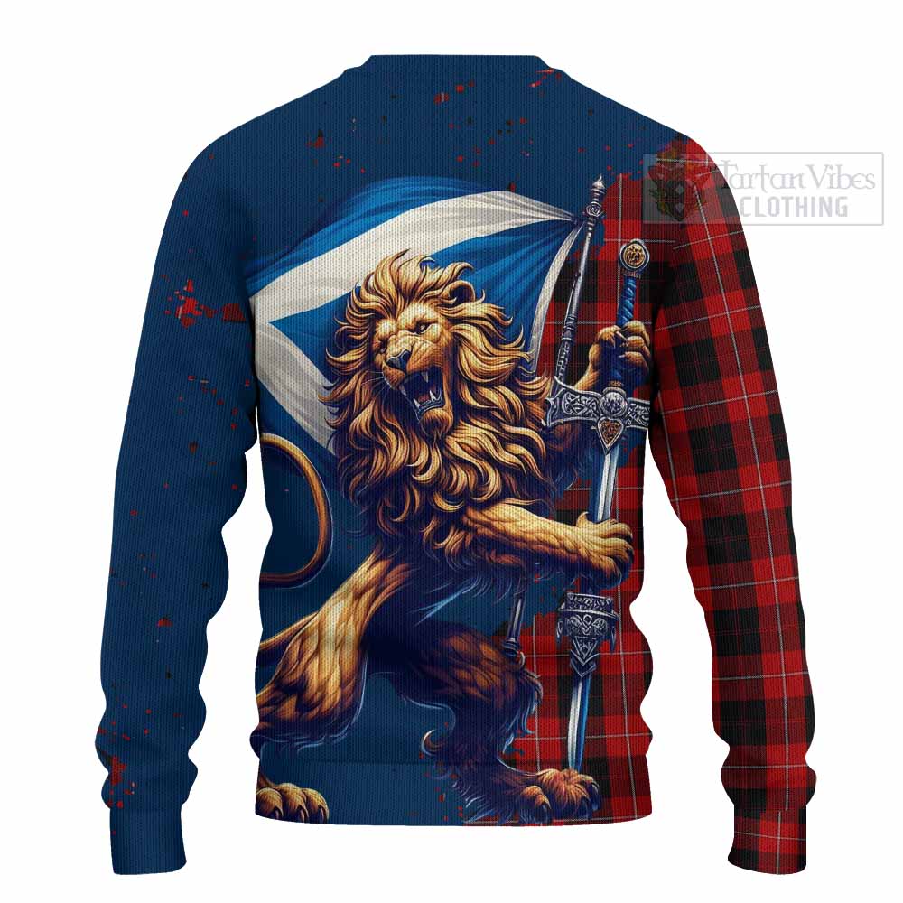 Tartan Vibes Clothing Cunningham Tartan Family Crest Knitted Sweater with Scottish Majestic Lion