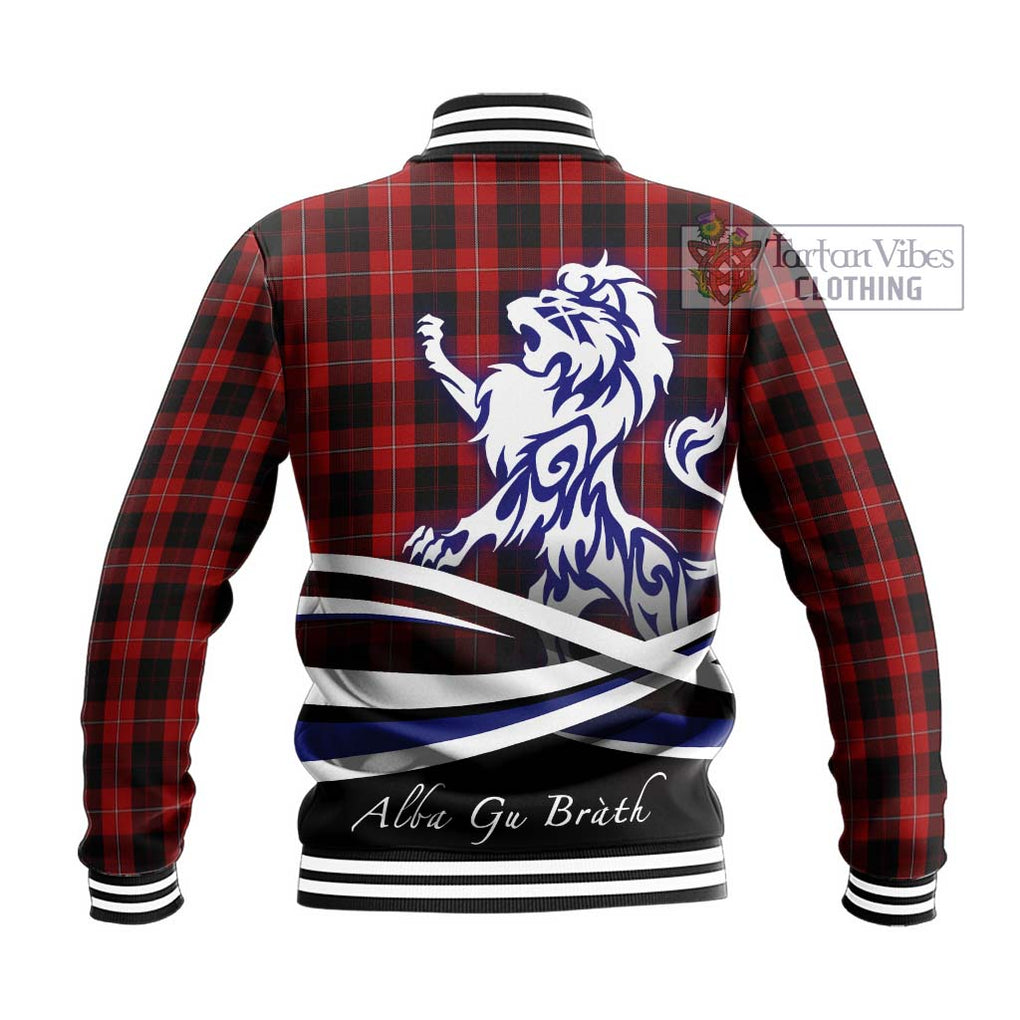 Cunningham Tartan Baseball Jacket with Alba Gu Brath Regal Lion Emblem - Tartanvibesclothing Shop