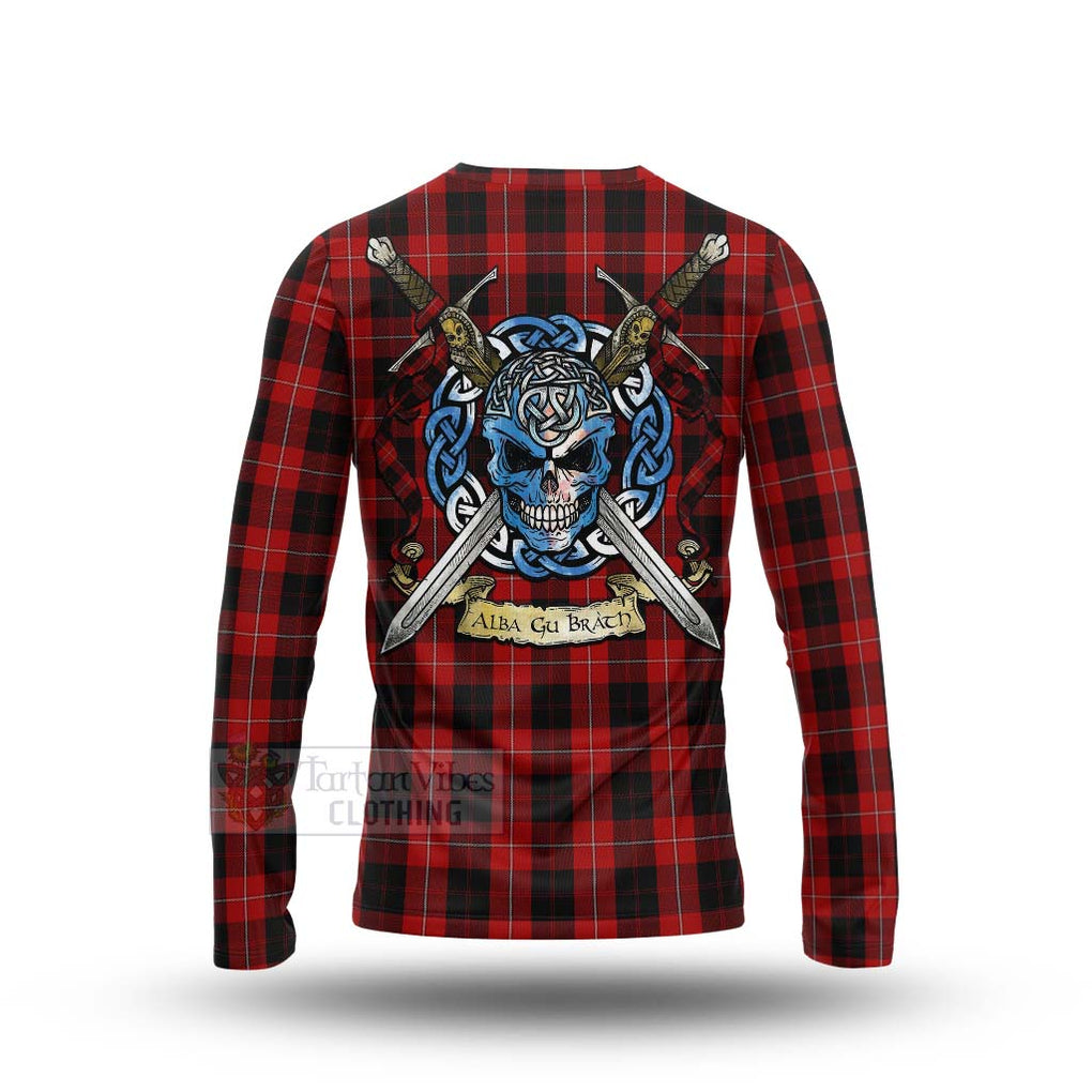 Tartan Vibes Clothing Cunningham Tartan Long Sleeve T-Shirt with Family Crest Celtic Skull Style