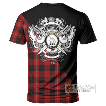 Cunningham Tartan T-Shirt with Family Crest and Military Logo Style