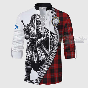 Cunningham Tartan Clan Crest Ghillie Kilt Shirt with Highlander Warrior Celtic Style