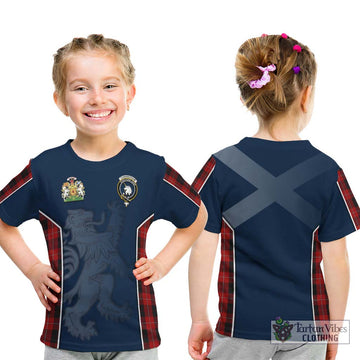 Cunningham Tartan Kid T-Shirt with Family Crest and Lion Rampant Vibes Sport Style