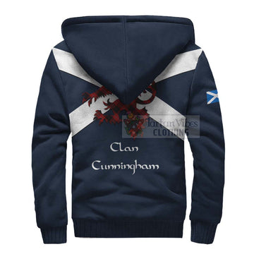 Cunningham Tartan Lion Rampant Sherpa Hoodie  Proudly Display Your Heritage with Alba Gu Brath and Clan Name