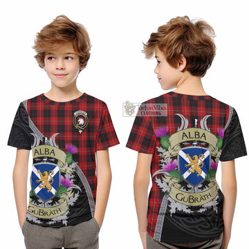 Cunningham Tartan Family Crest Kid T-Shirt Lion Rampant Royal Thistle Shield Celtic Inspired - Tartan Vibes Clothing