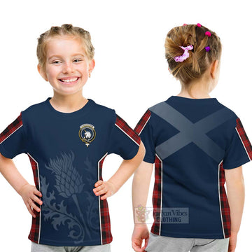 Cunningham Tartan Kid T-Shirt with Family Crest and Scottish Thistle Vibes Sport Style