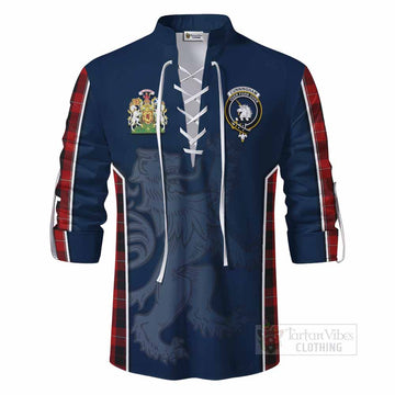 Cunningham Tartan Ghillie Kilt Shirt with Family Crest and Lion Rampant Vibes Sport Style