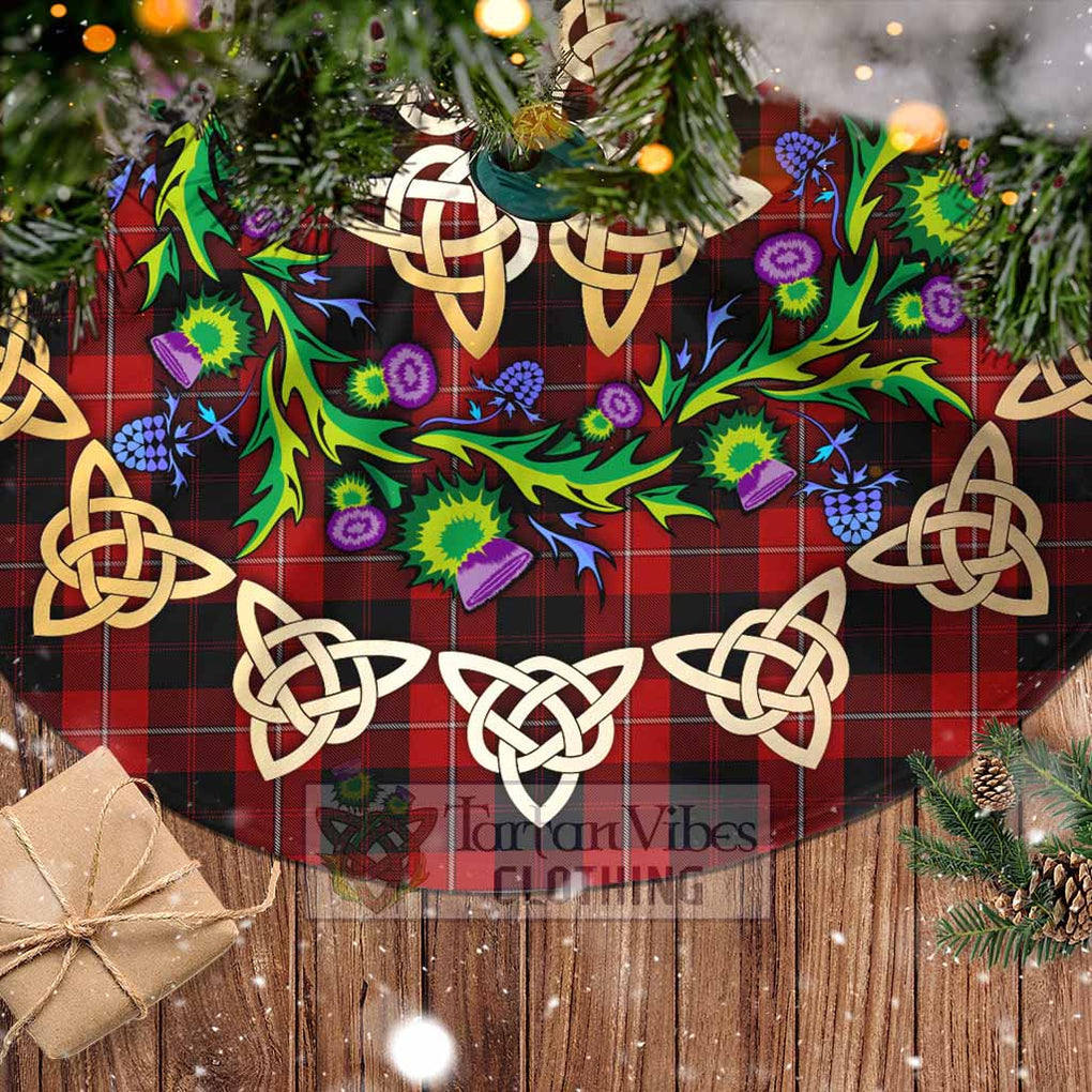 Tartan Vibes Clothing Cunningham Tartan Christmas Tree Skirt with Thistle Celtic Knot Style